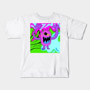 Cute puppy monster angry face Kids T-Shirt